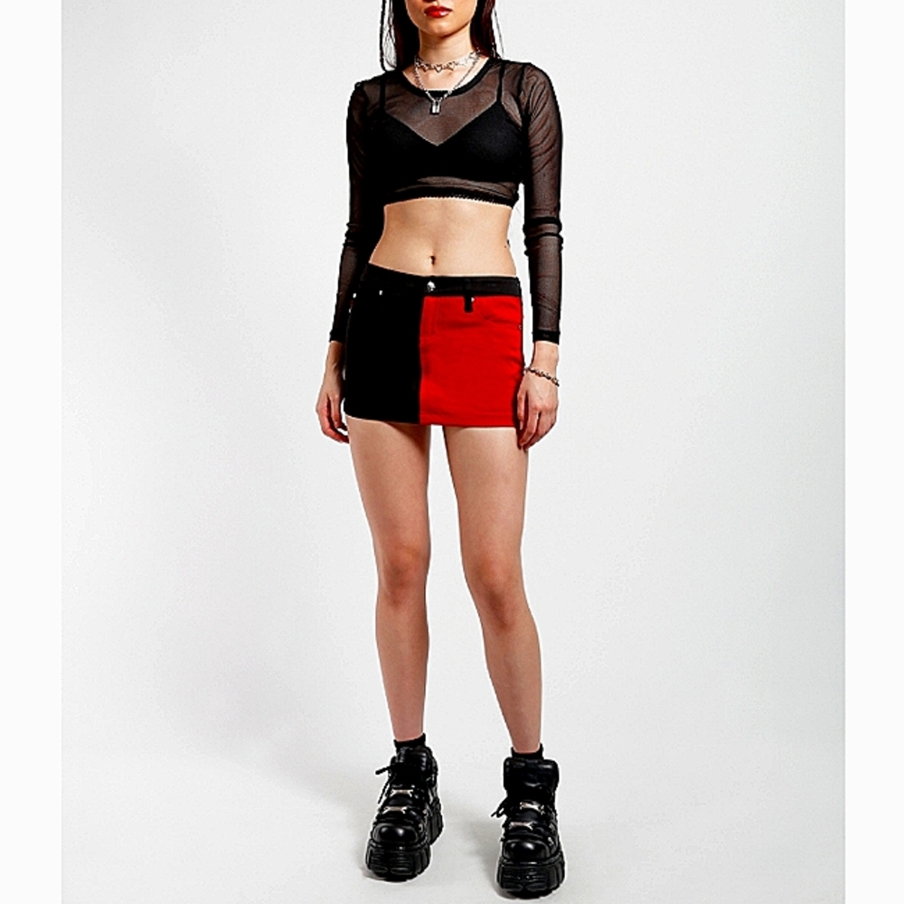 Sold TRIPP NYC Split Skirt, Red/Black, Punk as ____* - Picture 1 of 14